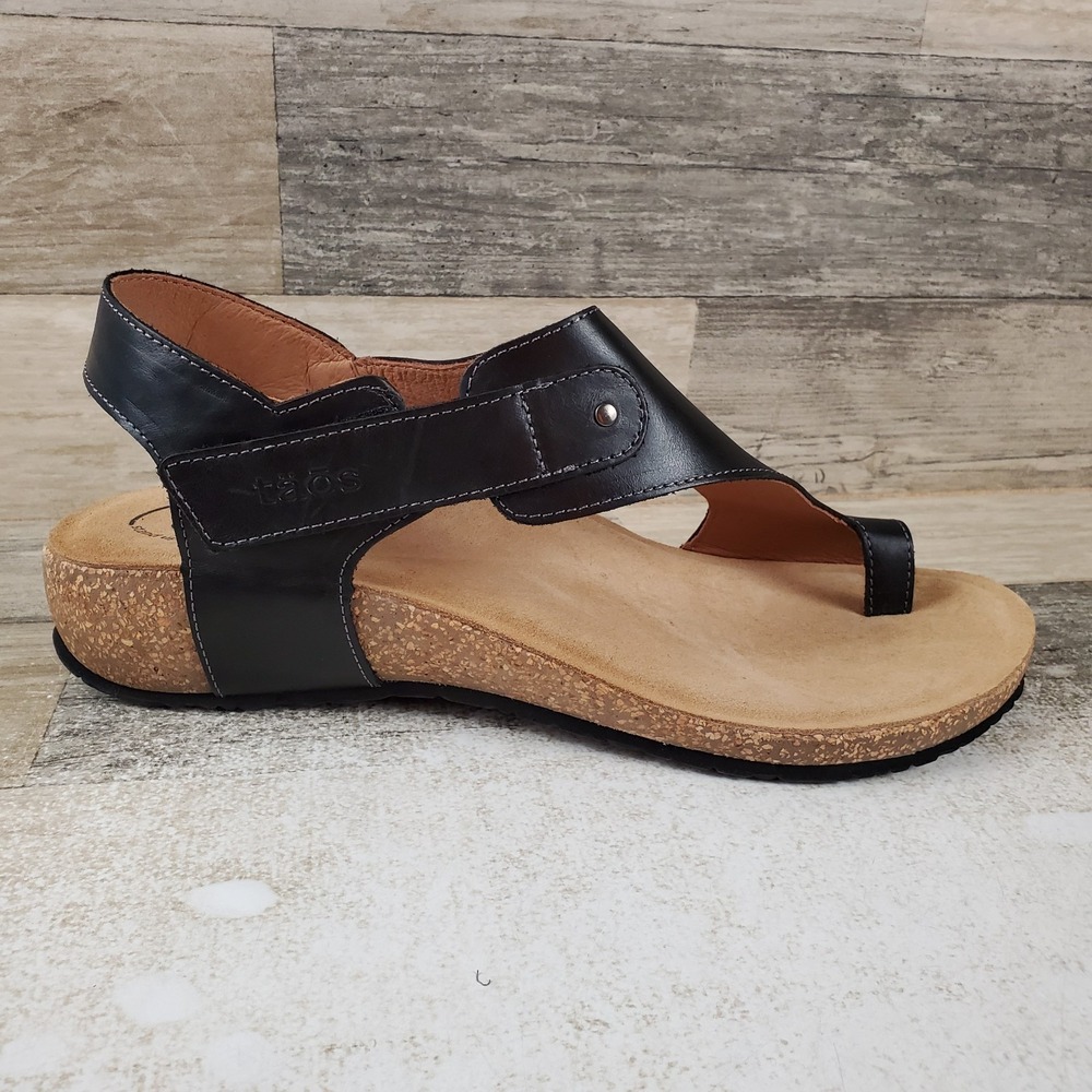 Taos Fame Womens Sandals Sz 11 - 11.5 Black BackStrap Hook & Loop Toe Loop
